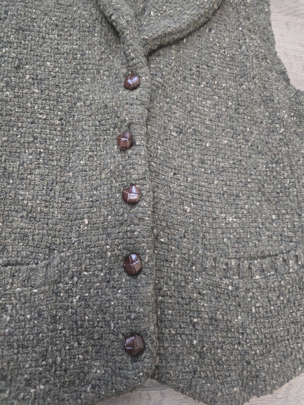 Lauren Ralph Lauren Sweater Vest Wool Cashmere Olive Green Flecked Large - Picture 5 of 9